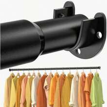 No Drill Shower Curtain Rod, Kitchen Curtain Rod, Black Adjustable Closet Rod, Closet, Laundry Room, Room Divider Curtain Rod, Bathroom, RV, Living Room, Drying Rack, Balcony Bedroom Curtain Rod, Towel Rack - Black - View 1