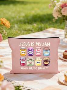 Túi đựng mỹ phẩm/đồ trang điểm hình Chúa Jesus hoạt hình, có khóa kéo, thời trang và dễ thương, túi du lịch nghỉ lễ, túi đựng mỹ phẩm bằng polyester có thể tái sử dụng, đựng son môi, phụ kiện điện thoại | Túi nhẹ có khóa kéo kín. - Nhiều màu - Xem 8