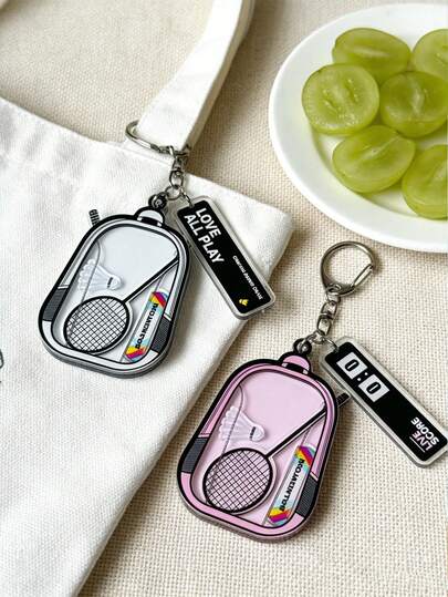 Llavero colgante de accesorio de bádminton de dibujos animados en 2D - Adorno colgante de accesorios de bádminton para bolsa, taquilla del gimnasio, mochila escolar | Nuevo regalo de mercancía deportiva para novia, novio, pareja, mejores amigos | Artículo esencial de vuelta a la escuela, regalo de agradecimiento para maestros, favor de boda para invitados, regalo del Día de la Madre, regalo de pareja del Día de San Valentín, pequeño regalo para amantes del deporte, recuerdo del equipo, relleno de calcetín navideño, decoración colgante de escritorio de oficina, regalo de intercambio de amistad
