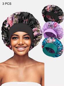 3 chiếc mũ ngủ rộng vành bằng vải satin in họa tiết dành cho nữ, thích hợp cho việc chăm sóc sắc đẹp và sử dụng hàng ngày. - Nhiều màu - Xem 30