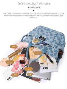 1 chiếc túi tote thời trang nhiều ngăn dành cho mẹ, túi đựng tài liệu bằng vải canvas dập nổi, túi đeo vai đa năng cho học sinh. - Nhiều màu - Xem 2