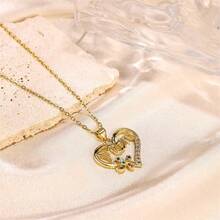 Dây chuyền mặt hình trái tim, quà tặng Ngày của Mẹ và sinh nhật, dây chuyền choker thanh lịch tối giản, dây chuyền mặt hình trái tim MAMA mạ vàng, mặt dây chuyền hình trái tim đôi đính đá CZ, quà tặng Ngày của Mẹ. - mặt dây chuyền mẹ - Xem 5