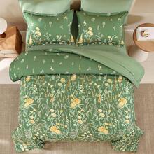 3 Piece Sage Green Watercolour Floral Comforter Set  Queen King Size, Watercolour Botanical Comforter Bedding Set, Bed In A Bag, Soft Microfiber Complete Bedding Set With 2 Pillowcases For Wedding Items,Valentines Day Home Bed Room Decor,Mothers Day Gift,All Season - Sage Green01 - 查看 7