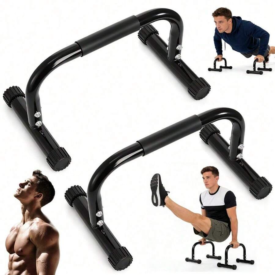 Two high-load-bearing training supports are perfect for push-ups, dips, sit-ups, and handstands, making them ideal for home gyms, parks, travel, and everyday workouts. They also make a great gift for men and fitness beginners. - A - Übersicht 1