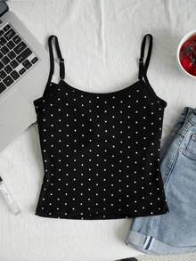 Áo hai dây ren chấm bi ngọt ngào và gợi cảm dành cho nữ mùa hè, kiểu dáng thường ngày/dự tiệc. - màu đen - Xem 8