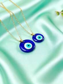 1pc Evil Eye Pendant Necklace, Turkish Blue Eye Necklace, Suitable For Daily Wear - Blue - View 3