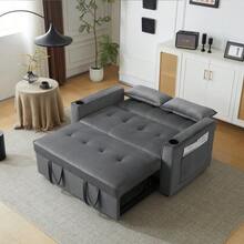 Foldable Sofa Bed, Multifunctional Sofa With Sleeping Function, Sofa Bed With Cup Holder And Cushions, Suitable For Living Room, Bedroom, Home Theater Apartment - Gray - View 7
