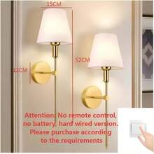 Modern Golden Or Black Hardwired Wall Sconces Set Of 2 Slim With White Fabric Shade,Wall Lighting For Bathroom Vanity Mirror Living Room Dining Entryway Fireplace Mantel Theater Room Bedside - 2 đèn tường vải Mỹ - Xem 13