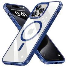 Funda Magnética Transparente Premium para iPhone 17/16/15/14/13/12/11/Pro/Max/Plus/Mini/17Air, con Diseño Transparente Resistente a Caídas - Azul - Ver 1