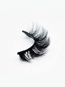 1 Pair Mkhlina Natural Fluffy Reusable Short Soft False Eyelashes, Eyelash Strips, Eyelashes, Faux Mink Lashes - Black - View 3