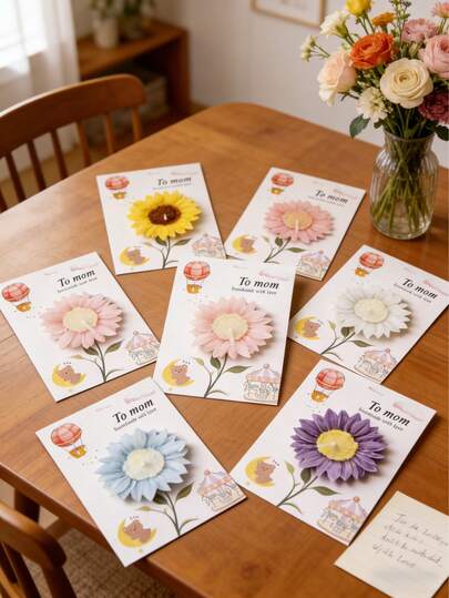 母亲节送给妈妈的手工艺术礼品卡，向日葵疗愈感谢卡，节日礼物感谢卡，手工向日葵卡片，可爱向日葵卡片，无烟香氛蜡烛，持久留香，卧室香氛，家居装饰，女士生日礼物，DIY手工香氛蜡烛，适合家居卧室装饰，手工礼物，香氛蜡烛适合家居装饰、壁炉、客厅、中央装饰、办公室、情人节礼物、蜡烛套装、香氛蜡烛、朋友礼物、女士礼物、婚礼、母亲节和其他场合。