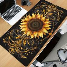 1pc Golden Sunflower HD Printed Desk Mat, Multifunctional XXL Mouse Pad, Keyboard Gaming Mouse Pad, Office Computer PC Gamer Desk Mat, Washable, Non-Slip, Rubber Material, Gift For Family And Friends, Adult Gift. - Xem 5