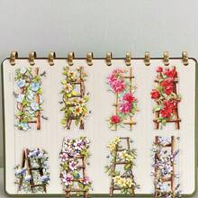 50pcs Flower Stair Stickers Decorative DIY Notebook Planner Tablet Luggage Computer Holiday Graffiti Stickers Self-Adhesive Sealing Stickers, Holiday Gift - View 2