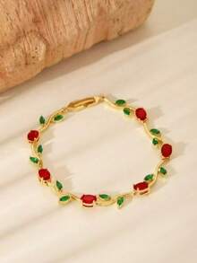 1pc Luxury Elegant High-End Personalized Multi-Color Zirconia Stone Bracelet, Suitable For Women's Daily Wear And Gift - Chain Bracelet - View 7