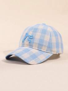 Gorra de béisbol a cuadros para mujer con bordado de lazo lindo, gorra de papá ajustable, sombrero casual transpirable de protección solar para exteriores, viajes y uso diario, playa, festival - A - Ver 11