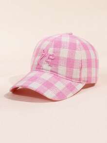 Gorra de béisbol a cuadros para mujer con bordado de lazo lindo, gorra de papá ajustable, sombrero casual transpirable de protección solar para exteriores, viajes y uso diario, playa, festival - A - Ver 10
