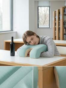 1 Peça Travesseiro Multifuncional Azul para Soneca no Escritório (Design Ergonômico em Forma de L) - Travesseiro de Espuma de Memória Ergonômico, Adequado para Trabalhadores de Escritório, Estudantes e Usuários de Home Office, Aplicável para Soneca, Almofada de Cadeira e Suporte de Pescoço - Multicolorido - Visão 1