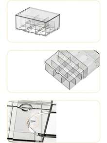 1pc Cosmetics Storage Box Can Be Superimposed Dresser Finishing Box Advanced Sense Skin Care Products Lipstick Perfume Sample Storage Box - Clear - View 5
