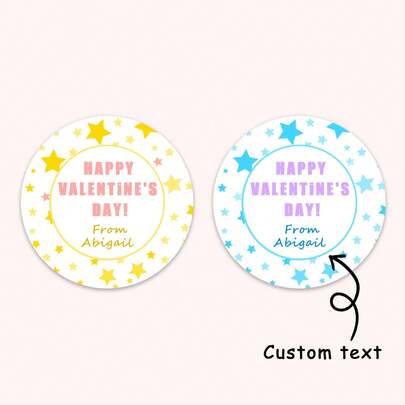 Nhãn dán hình ngôi sao trong suốt cá nhân hóa cho ngày Valentine (30-1000 chiếc), nhãn tròn trong suốt tùy chỉnh với 2 màu sắc (vàng & xanh dương), tem chống thấm nước dùng cho sinh nhật, kỷ niệm và quà tặng tiệc tùng, in tên, ngày tháng và lời nhắn tùy chỉnh, thiết kế hình ngôi sao ngộ nghĩnh.