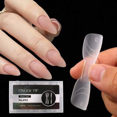 Matte Full Cover Dual Nail Forms 140pcs – Oval Almond Dual-Headed Nail Molds For Quick Nails Extension Plastic Form Salon Nail Art Tools