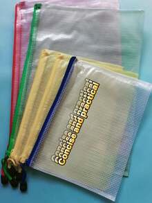 5/10个装网格文件袋，拉链袋，防水大容量，学生课本及试卷整理袋，文件袋，办公用纸收纳袋 - 套裝 - 查看 6