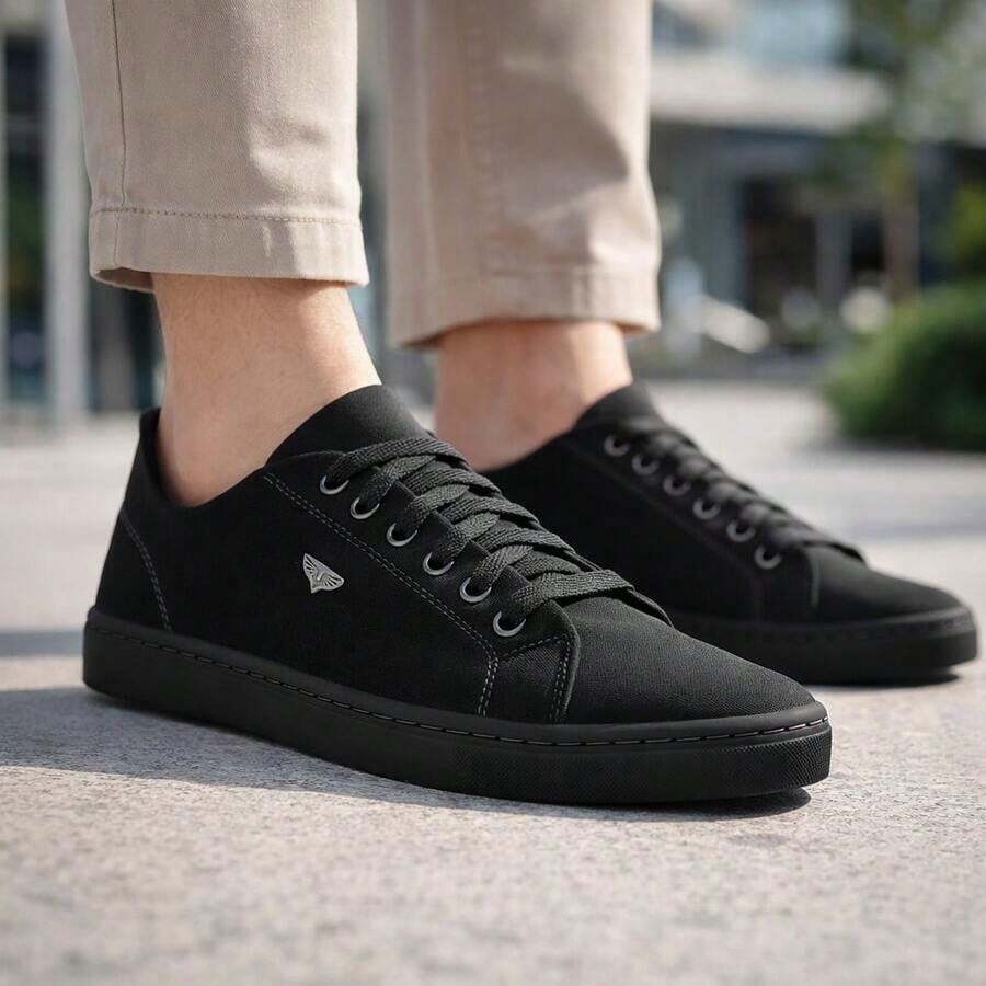 Modern Men's Tennis Shoes, Comfortable Fabric, Stylish, Soft, Elegant - 黑色 - 查看 1