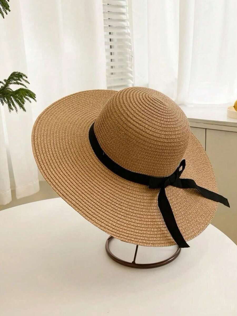 Mũ rơm thời trang mùa hè mới dành cho nữ, mũ tai bèo, mũ che nắng đi biển, mũ dệt gấp gọn tiện dụng cho du lịch và nghỉ dưỡng. - Nhiều màu - Xem 1