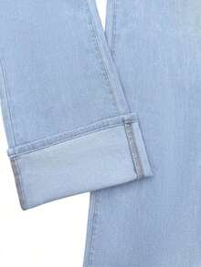 Vintage Blue Loose Wide-Leg Jeans For Women, New Loose Fit Straight Leg Pants, Suitable For Holidays, Festivals, Denim Outfits, Jeans, Trousers, Outings, Women's Jeans, Women's Denim Outfits, Women's Jeans, Bottoms Casual Spring - 淺色水洗 2 - 查看 9