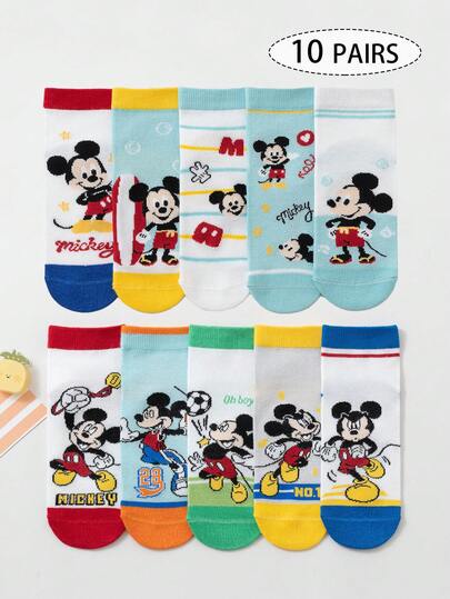 Disney 10/5 Đôi tất lưới cao đến bắp chân cho trẻ em/bé trai, phối màu xanh dương, trắng, xanh lá cây, vàng, đỏ, đen, cam, họa tiết hoạt hình ngôi sao, trái tim, bong bóng, chữ cái, số, huy chương, bóng đá, tất thể thao thường ngày, phù hợp cho học sinh nam mặc hàng ngày, mùa tựu trường, thời trang đa năng.