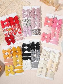 12pcs 2026 Bow & Heart Shaped Waffle Knit Hair Clips, Gentle Style Hair Accessories - Mixed color - View 6