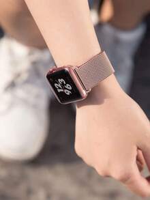 1 chiếc dây đeo kim loại kiểu Milanese tương thích với Apple Watch 38mm 40mm 41mm 42mm 44mm 45mm 46mm 49mm dành cho nam và nữ, dây đeo lưới bằng thép không gỉ có nam châm, có thể điều chỉnh, tương thích với Apple Watch Series Ultra 10 9 8 7 6 5 4 3 2 1 SE - Hoa hồng vàng - Xem 4