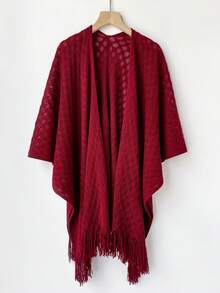 一件优雅百搭的镂空针织披肩，春夏轻薄开衫围巾，女士长流苏设计，适合海滩、度假等场合。 - 彩色 - 查看 13