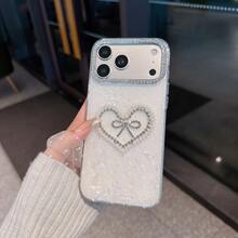 Fashionable Minimalist New Rhinestone-Decorated White Phone Case, Luxury Studded Crystal Design, Instagrammable High-End Niche Goddess Style Full-Body Shockproof Hard Shell, Precise Cutouts Fit The Phone Body, Raised Camera Protection, Ultra-Thin Naked Feel, Wear-Resistant Anti-Scratch Anti-Slip, Easy To Clean And Won't Turn Yellow, Simple Creative Women's Style, Versatile Elegant Vibe, Compatible With Iphone 17 Pro Max/17 Pro/17/16 Pro Max/16/16 Pro/16 Plus/15/15 Pro Max - White - View 4