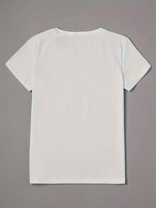 Elegant Pearl Print, Ladylike Casual T-Shirt, Spring/Summer Round Neck Short-Sleeved Top, Women's Clothing. - trắng - Xem 4
