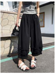 Women Pants - 黑色的 - 查看 8