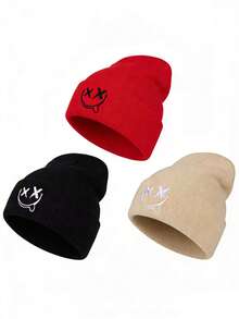 1pc/2pcs Acrylic Embroidered Winter Beanie Hat, Unisex Knit Cap For Autumn & Outdoor Casual Wear - A - View 21