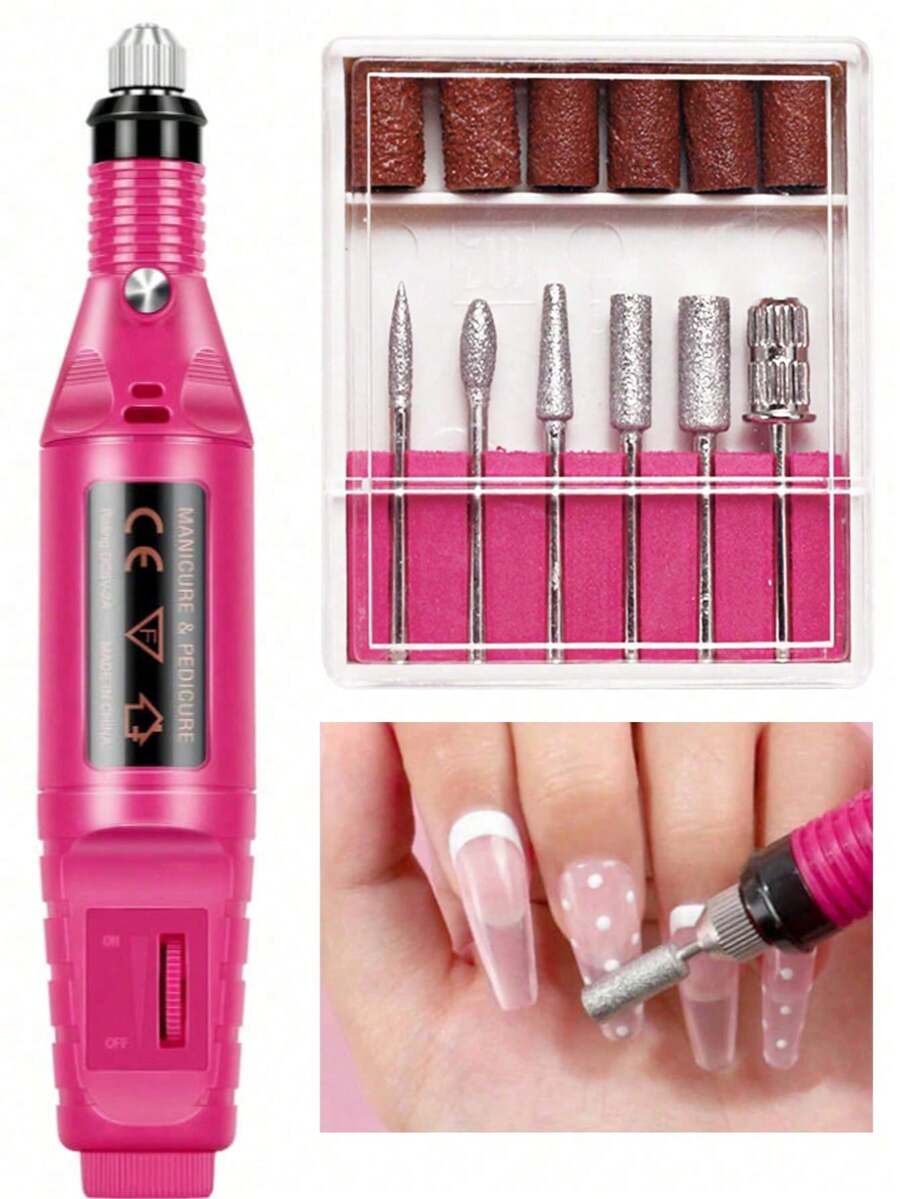 Movcle 6-In-1 Professional Electric Nail Drill Kit, Low Noise Gel Remover, Nail File, Foot Care Tools, Polishing & Buffing Machine, Suitable For Home Or Salon Use
