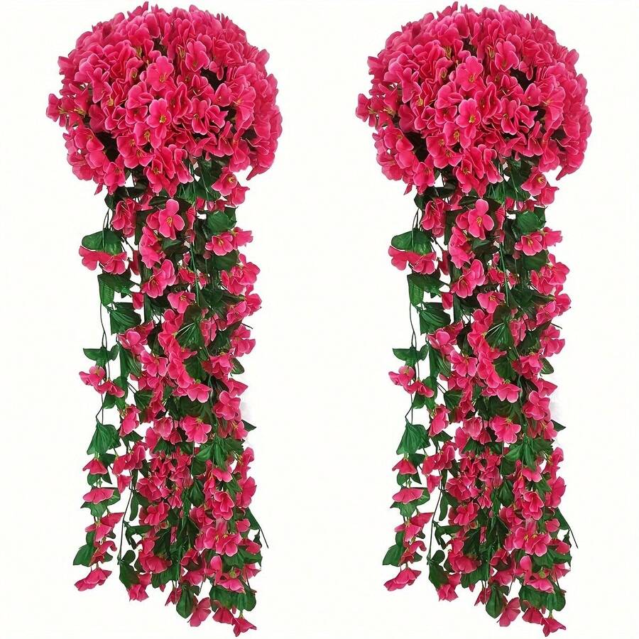 1 Dây hoa hồng và hoa tử đằng nhân tạo, thích hợp để treo giỏ hoa, làm dây hoa nhân tạo, bó hoa cưới, trang trí nhà cửa, sân vườn trong nhà và ngoài trời, trang trí Halloween, trang trí ngày Valentine, quà tặng sinh nhật, quà tặng tốt nghiệp. - Màu Hồng Tươi - Xem 1