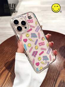 SmileyWorld® | 1pc Shock-Absorbing Full Coverage TPU Material Transparent Phone Case, Yellow Smiley Face Skateboard Lightning Bolt Letter Pattern, UV Printing Craft, Compatible With IPhone 17, 16, 15, 14, 13, 12, 11 Pro Max, Suitable For Holiday Gifts, Commuting, Anti-Drop Highly Attractive - Multicolor - View 3