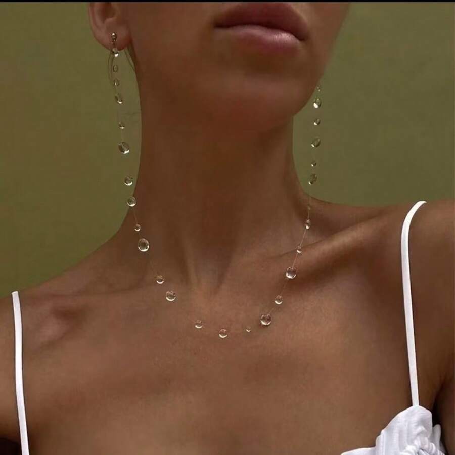 1 Pair Elegant Teardrop Transparent Dew Drop Earrings For Women - Transparent White - View 1