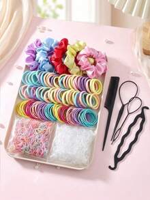 Conjunto de 1109 peças de acessórios de cabelo em tons pastel, ferramentas de penteado para meninas, decorações de cabelo delicadas, elásticos e scrunchies. - Multicolorido - Ver 1