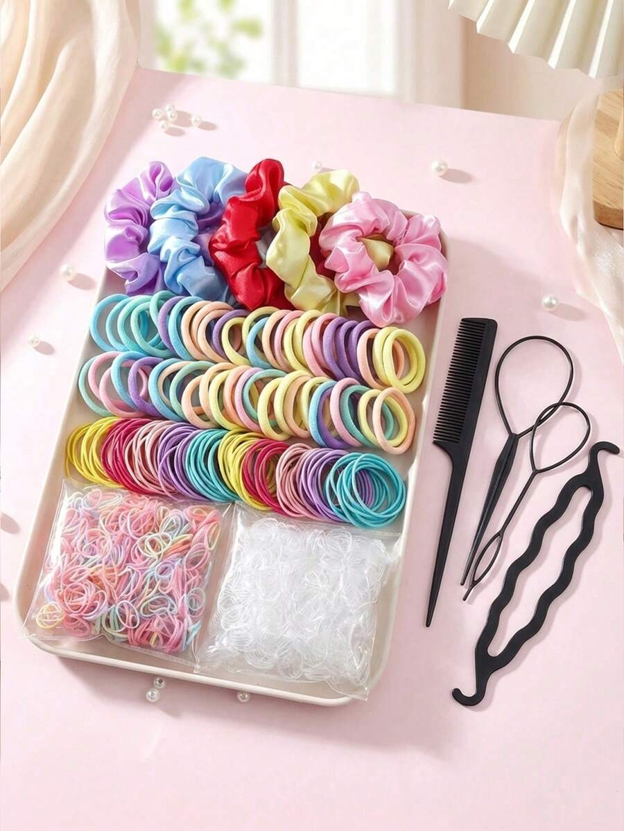 Conjunto de 1109 peças de acessórios de cabelo em tons pastel, ferramentas de penteado para meninas, decorações de cabelo delicadas, elásticos e scrunchies. - Multicolorido - Ver 1