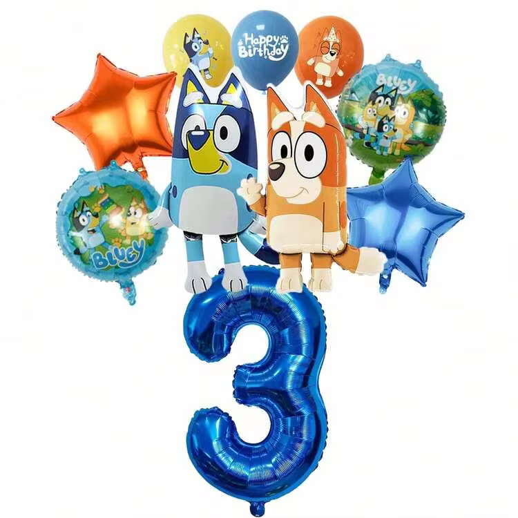 Blue Dog Family Theme Birthday Party Decorative Balloons, Cute Theme Birthday Party Balloon Decoration Set, Including Foil Balloons And Number Balloons, Suitable For Cake Table Party Decoration Toys Balloons - View 16