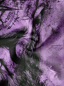 男士复古骷髅印花宽松圆领短袖T恤 - 紫色 - 查看 4