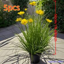 JHSHUDSE 5pcs - Realistic Artificial Yellow Floral Plants, Maintenance-Free Fake Greenery, Suitable For Indoor/Outdoor Decor - Perfect For Halloween, Thanksgiving, Christmas, Grandparents' Day Gifts Or Wedding Party, Office Housewarming. Lifelike Floral Design, Vivid Texture And Vibrant Color, Holiday Decorations, Event Styling, High-Quality Plastic Flowers, Home Decor, Event Planner - 5 - View 6