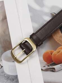 1pc/2pcs Women's Solid Color Alloy Square Buckle PU Leather Belt, Minimalist Fashion Accessory Suitable For Jeans, Trousers, Coats, Dresses - Square Buckle Belt - View 9