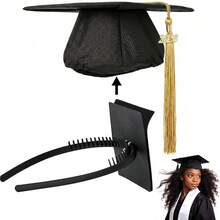 GIURKUU 1/2pcs Super Strong Graduation Cap Headband, Black Headband With Hook And Loop Felt, Suitable For Fixing Graduation Cap Accessories, Perfect Graduation Gift For Graduates - Black Headband - View 3