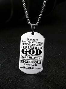 suteyi Men's Dog Tag Cross Necklace, Double-Sided Engraved American Flag And Bible Verse Pendant, Christian Baptism Jewelry Gift - Silver - View 3