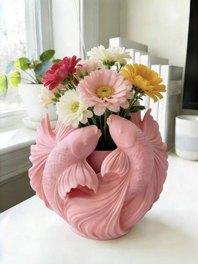 1PC 3D Printed Vase, Multifunctional Desktop Storage Bucket, Makeup Brush Pen Holder, Home Art Decoration, 3D Printed Light Luxury Desktop Decoration, Dressing Table Dried Flower Decoration, Creative Makeup Brush Storage, Desktop Storage Pen Holder, School Season Gift