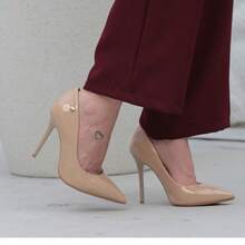 Women's Pointed Toe Pumps High Heel Vizzano Luxury Elegant Formal Shoes Women Stilleto Patent Leather - 米色/清漆 - 查看 10